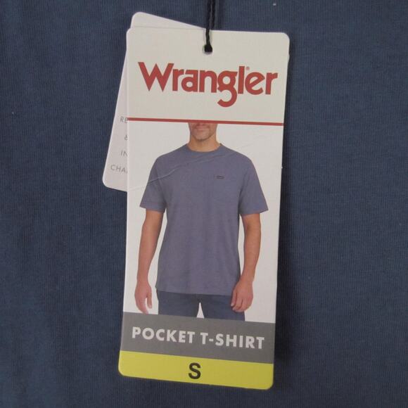 Wrangler Shirt Mens Small Blue Pocket T-Shirt Short Sleeve Crewneck Casual - Picture 2 of 6
